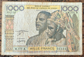 NO TARIFFS TO US West African States IVORY COAST 1000 francs P-103Am ser#365340