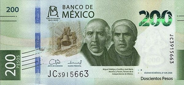 Mexico 2024 commemorative full set 50 100 200 500 1000 pesos UNC +bonus 20p 20239