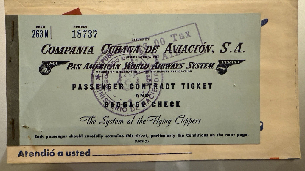 SUPER RARE Cubana Airlines 1950s  Ticket & Jacket 1952 Havana Pan Am 5