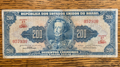Brazil 200 cruzeiros ND 1964  P-171c C043 s/n 049564 ser 13860