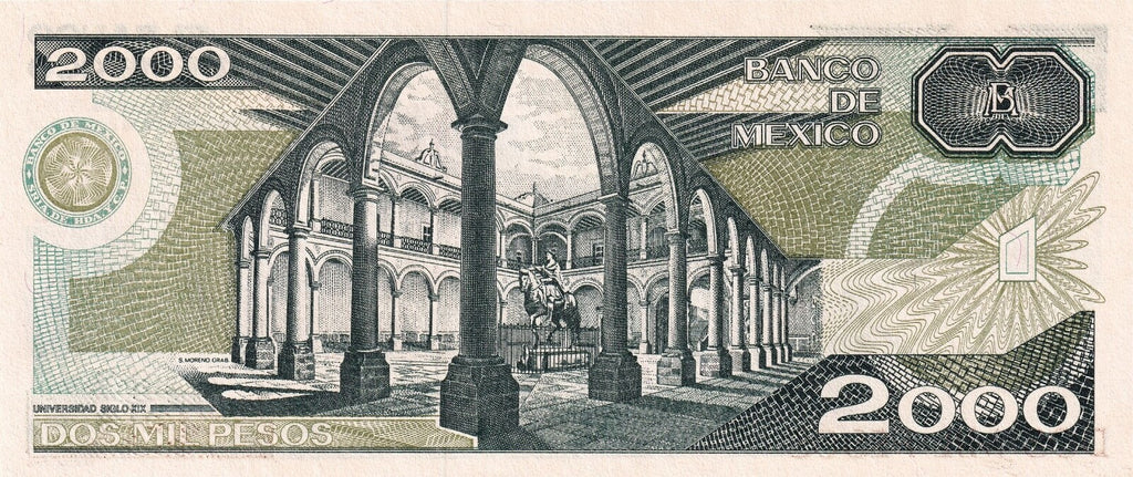 Mexico 2000 pesos 1983–1987 P-82/P-86 XF or better Sierra/UNAM/O'Gorman B3321