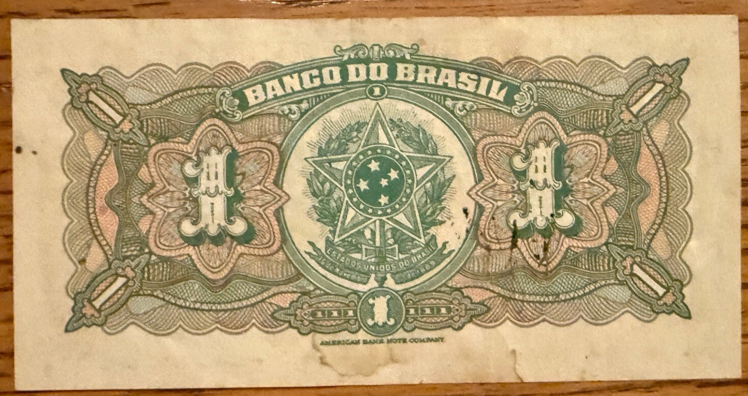 Brazil 1 cruzeiro (1000 reis) 1944 P-131 AU-XF R001 item R50RJV1 s/n 0382871