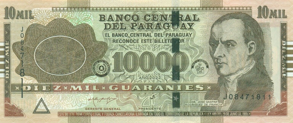 DICTATOR & DECLARATION OF INDEPENDENCE PARAGUAY 10000 guaranies P-A238c 2022 UNC0