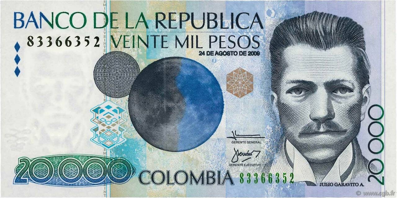 Colombia 20000 pesos VF++/XF P-454 (2001 or 2006)0