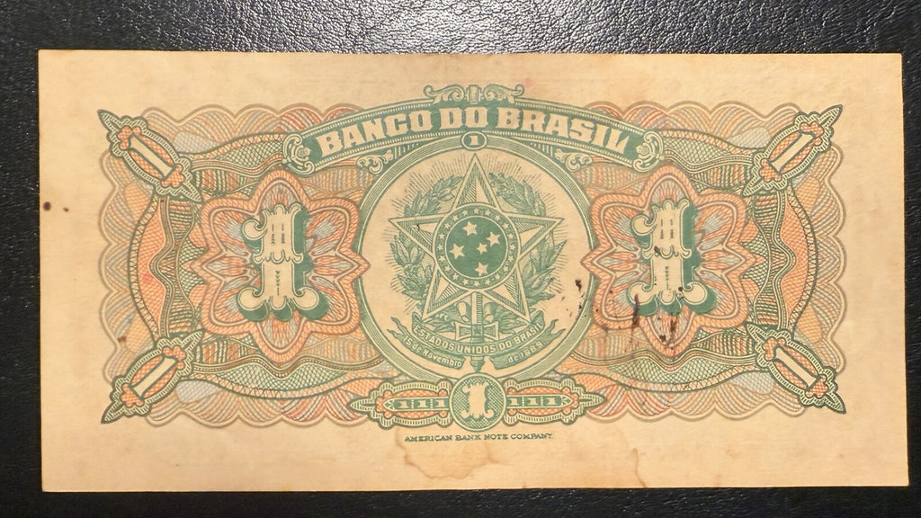 Brazil 1 cruzeiro as 1 mil reis 1000 reis 1944 Hand Signed P-131a C001 VF-XF 52R5