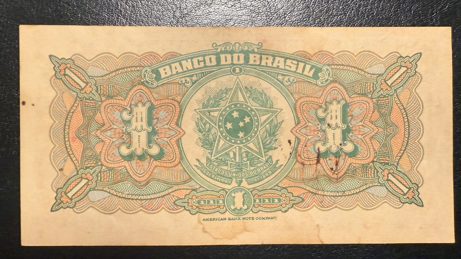 Brazil 1 cruzeiro as 1 mil reis 1000 reis 1944 Hand Signed P-131a C001 VF-XF 52R5