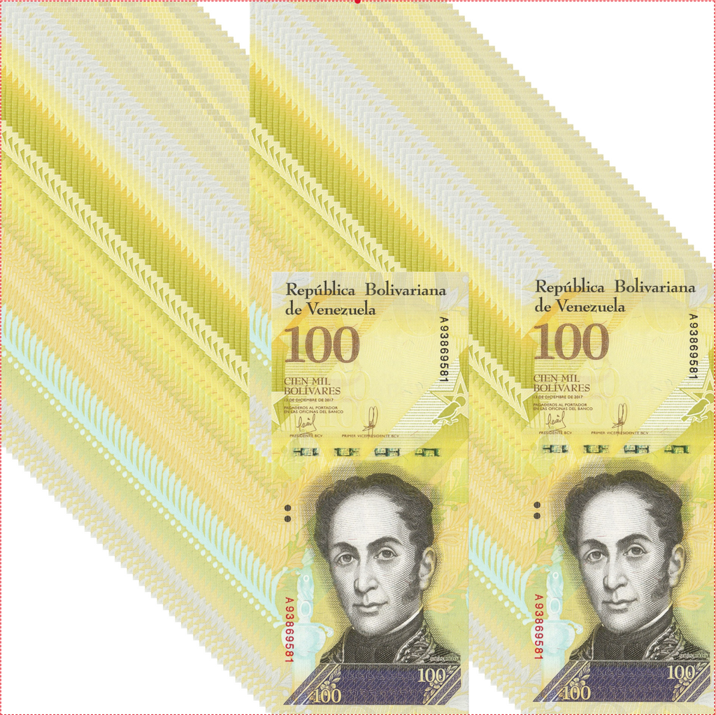 Venezuela 100000 bolivares fuertes 2017 P-100 UNC bundle 100 pcs lot 100,0000