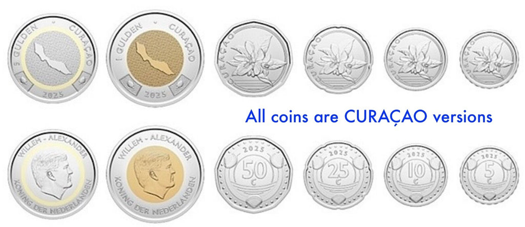 CURACAO ONLY SET INCL PENNY! 7pc Coin set 1 5 10 25 50c 1 5 gulden 2025 UNC2