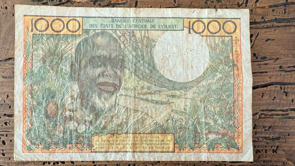 US BUYERS: NO TARIFFS 2PAY — West African States IVORY COAST 1000 francs P-103Aj1