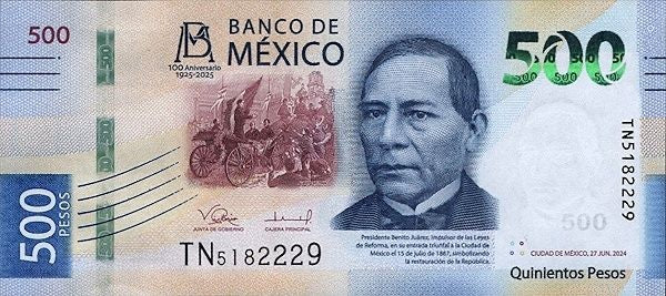 Mexico 2024 commemorative full set 50 100 200 500 1000 pesos UNC +bonus 20p 202311