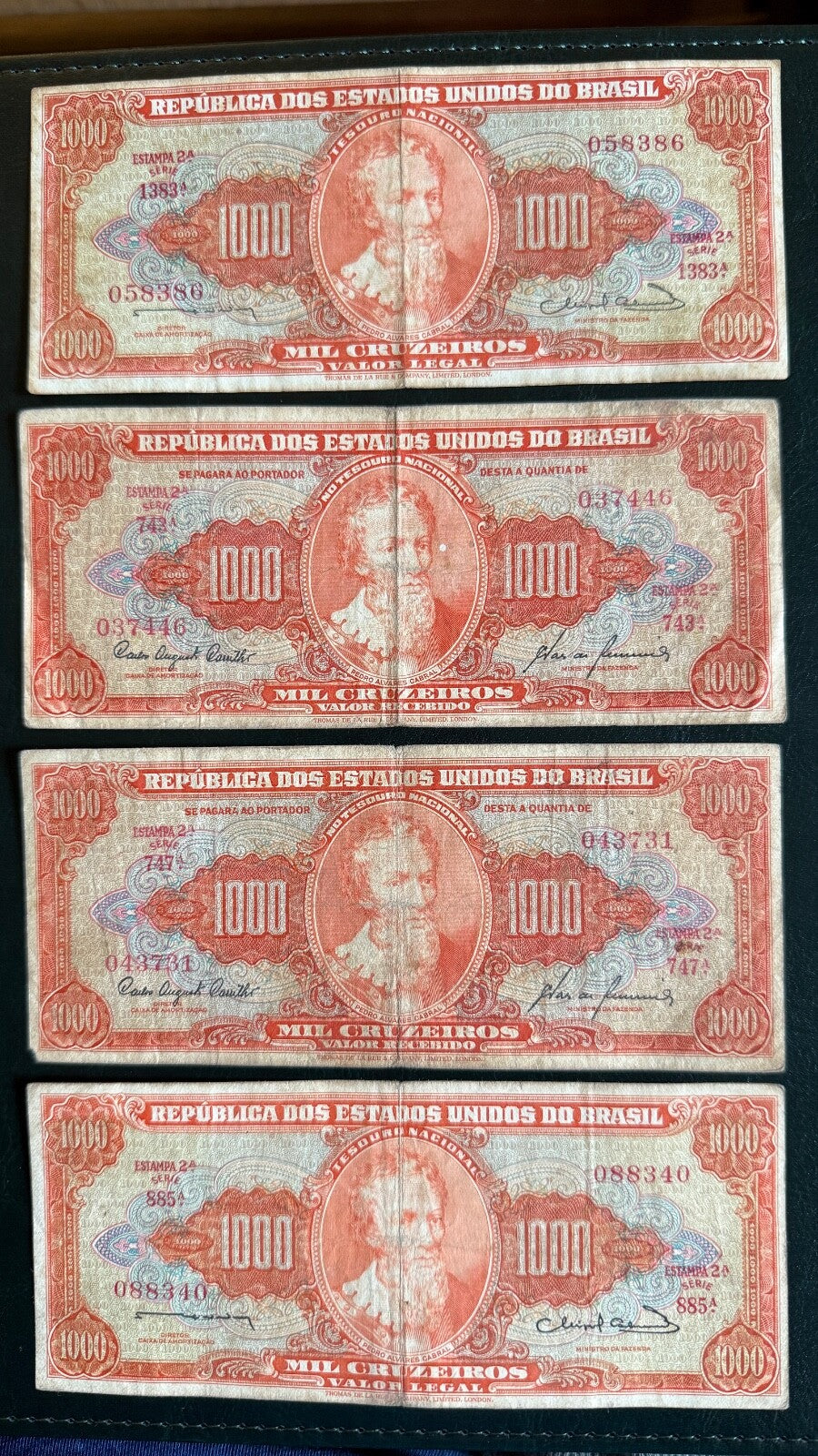 Brazil 1000 cruzeiros P-165 1960 & P-181 1963. Choose one. C105–6 \p/mbc200