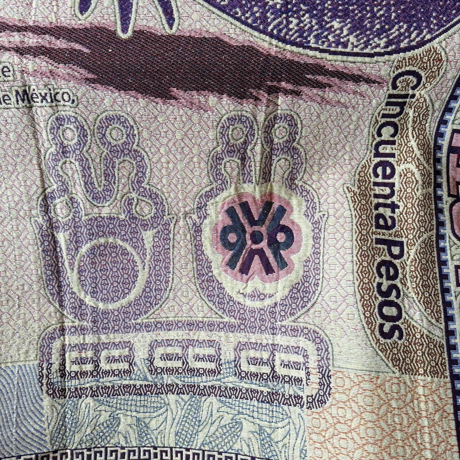 AXOLOTL Queen Blanket design Mexico banknote 50 Pesos Cotton Oaxaca Ajolote11