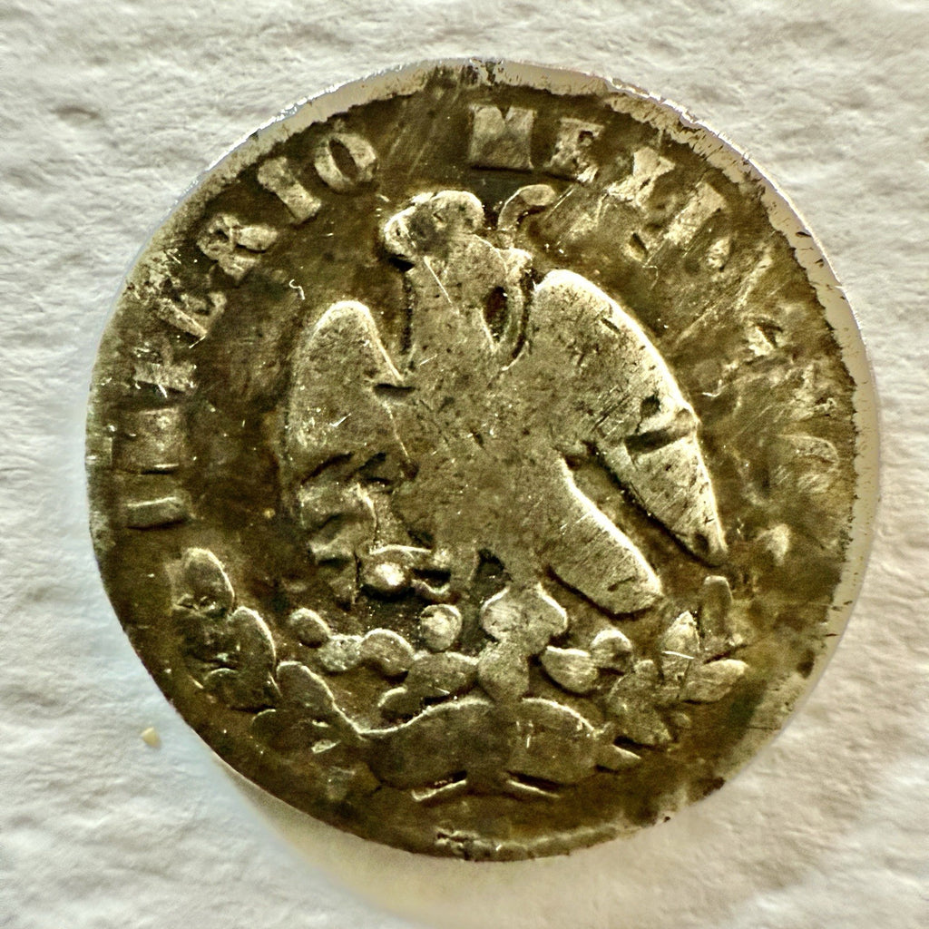 Mexico Empire 10 centavo 1864 KM#386 est AG silver 90%0