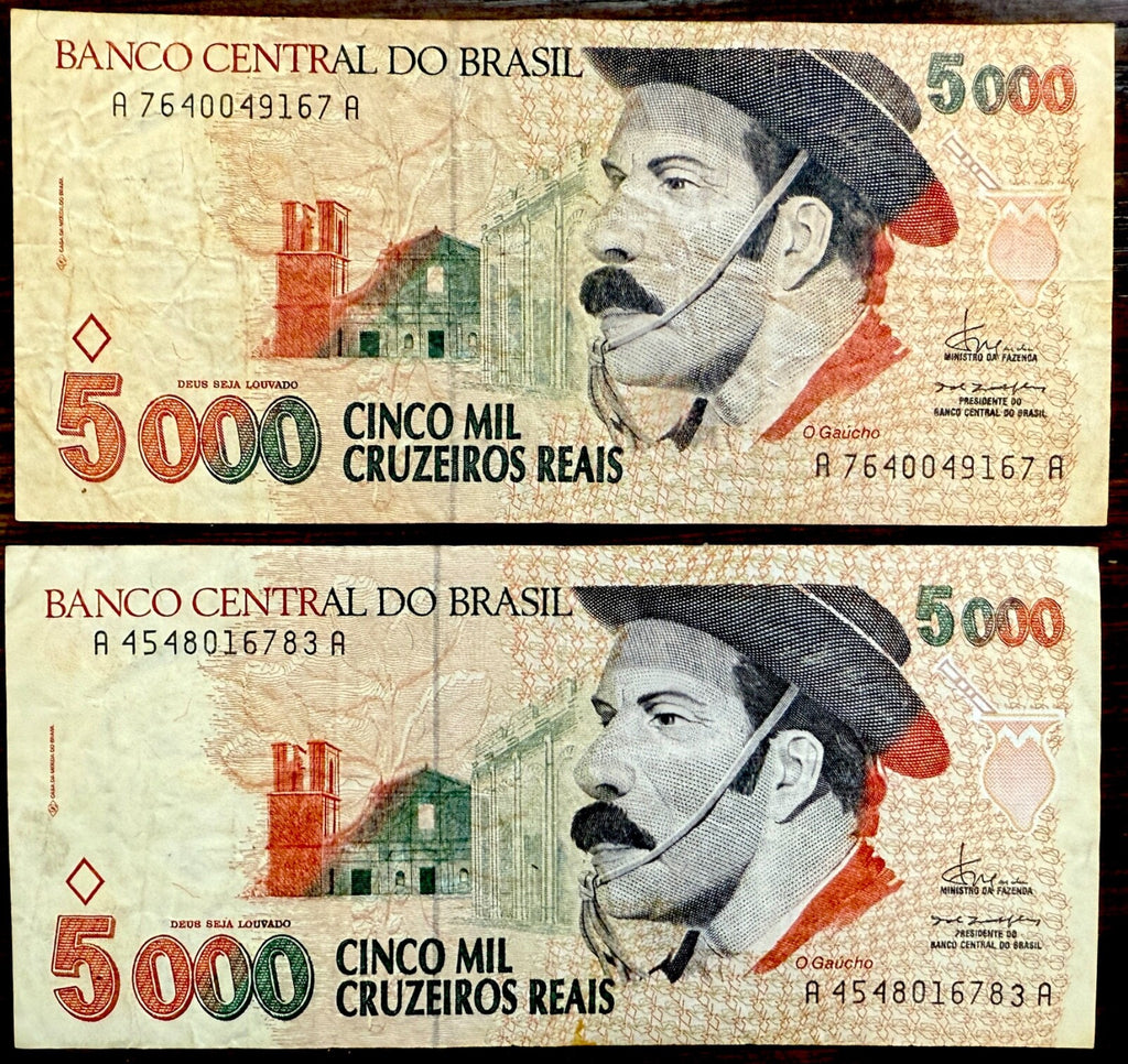 Brazil 5000 cruzeiros reais 1993 "Gaucho" P-241 VF \C239\S36rM12r\e23i:F0