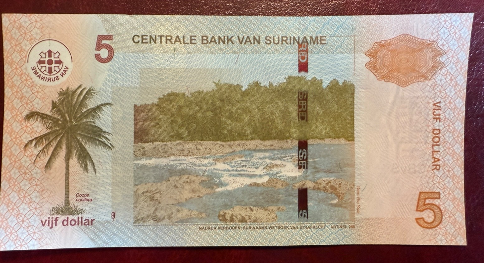 Suriname 5 Dollars P-162 ND 2020 UNC - Combine Shipping1