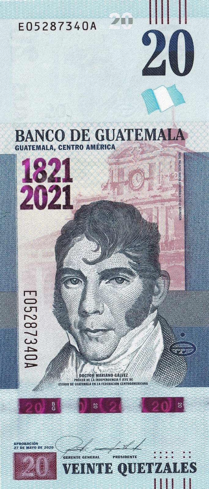 CENTRAL AMERICA INDEPENDENCE COMMEMORATIVE Guatemala 20 quetzales P-128 2020 UNC1
