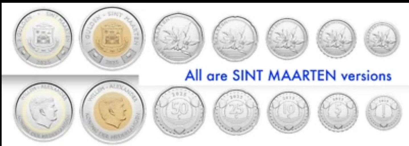 SINT MAARTEN 7 Coin Set — 1 5 10 25 50 cent 1 & 5 gulden 2025 UNC - No Curacao0