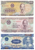 Vietnam COMMUNIST 1000 2000 5000 dong P-106 P-107 P-108 VF #60300 Ho Chi Minh0