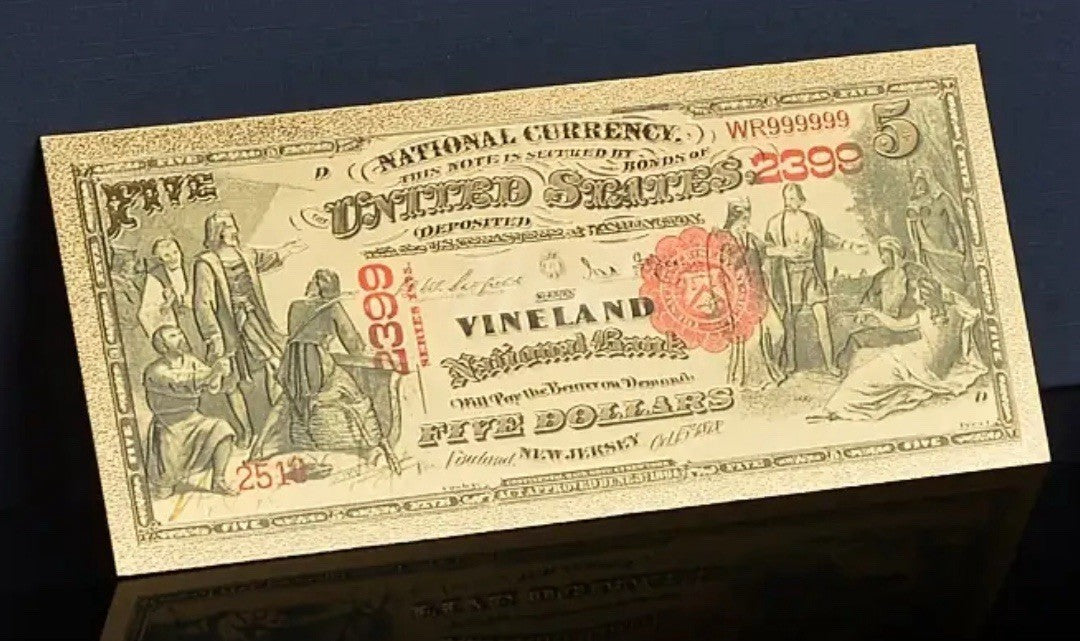 United States 1875 Set Of 8, Foil Style Of 1-1000 Dollar Bills From Year 18756