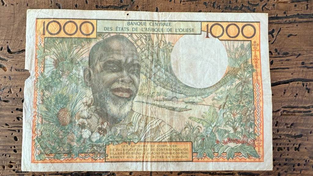 NO TARIFFS TO U.S.! West African States IVORY COAST 1000 francs P-103Ae s/n927831