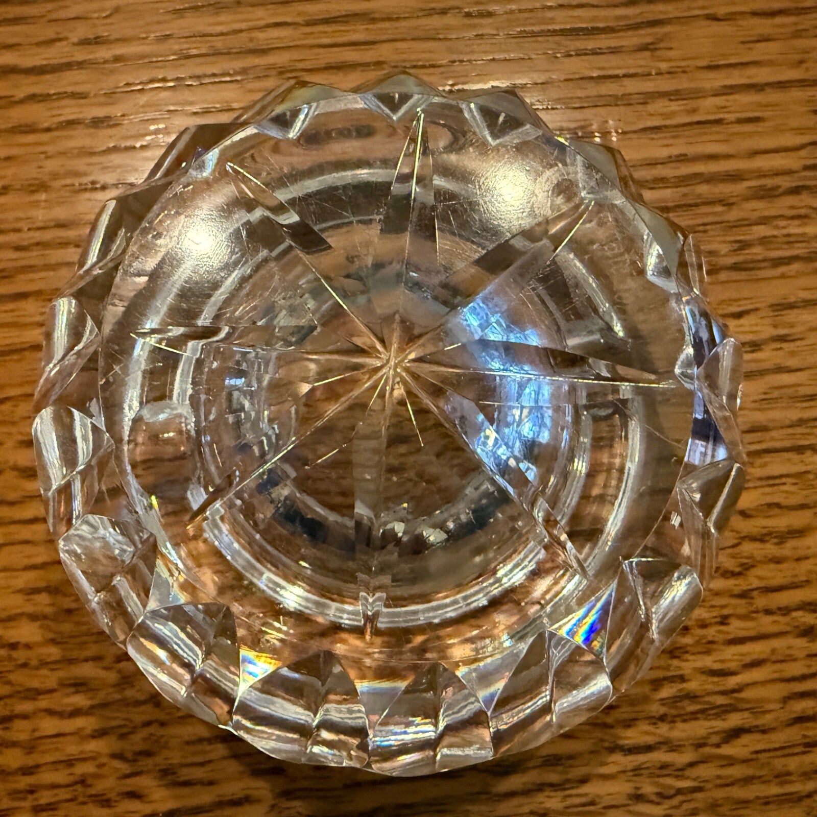 Waterford Heavy Cut Crystal Round Ashtray 3.5" x 2" high, coin dish2