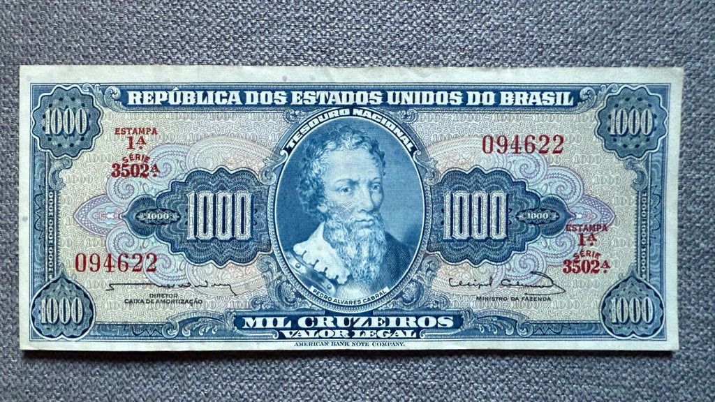 Brazil 1000 cruzeiros XF P-173c C056 s3502ª s/n 094622 item PD120R20