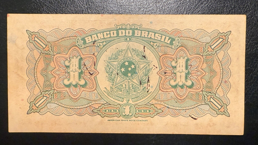 Brazil 1 cruzeiro as 1 mil reis 1000 reis 1944 Hand Signed P-131a C001 VF-XF 52R1