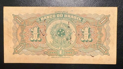 Brazil 1 cruzeiro as 1 mil reis 1000 reis 1944 Hand Signed P-131a C001 VF-XF 52R1