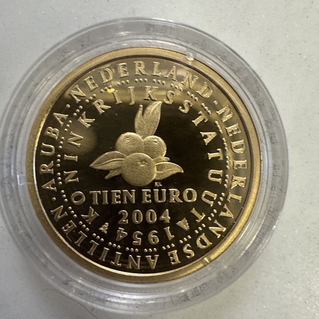 Netherlands PROOF 90% Gold (0.1945 troy oz, 6.05g) 10 euro 2004 KM252 Kingdom0
