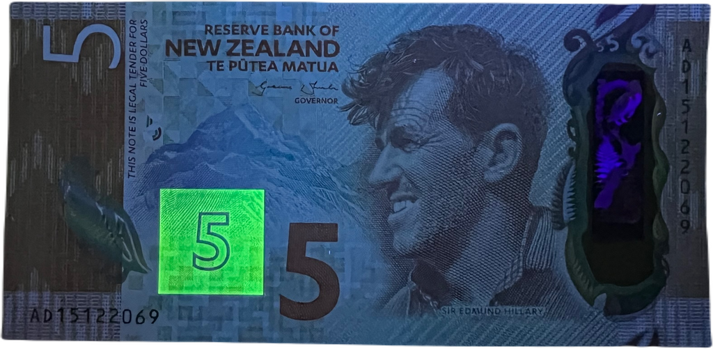 New Zealand 5 dollars 2015 P-191a UNC Penguin Hillary Everest D5 E8752