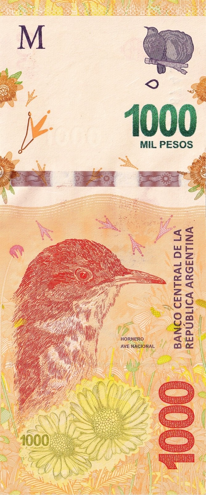 Argentina 1000 pesos P-366 P-366a4 ND 2020-2 UNC hornero national bird 704170