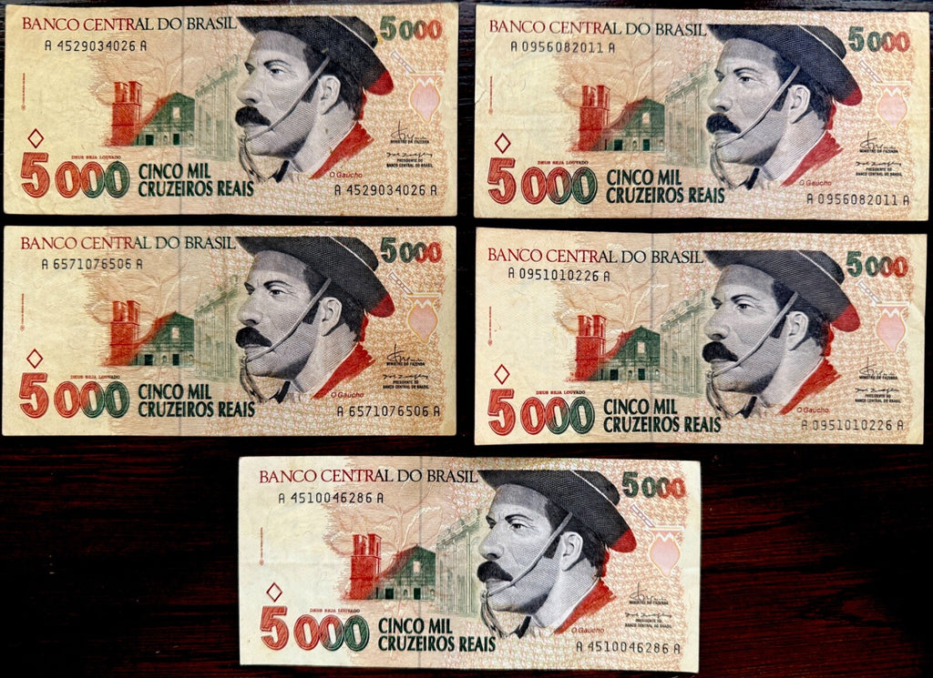 Brazil 5000 cruzeiros reais 1993 "Gaucho" P-241 VF++  \C239\S36rM12r\e23i:F;32U0