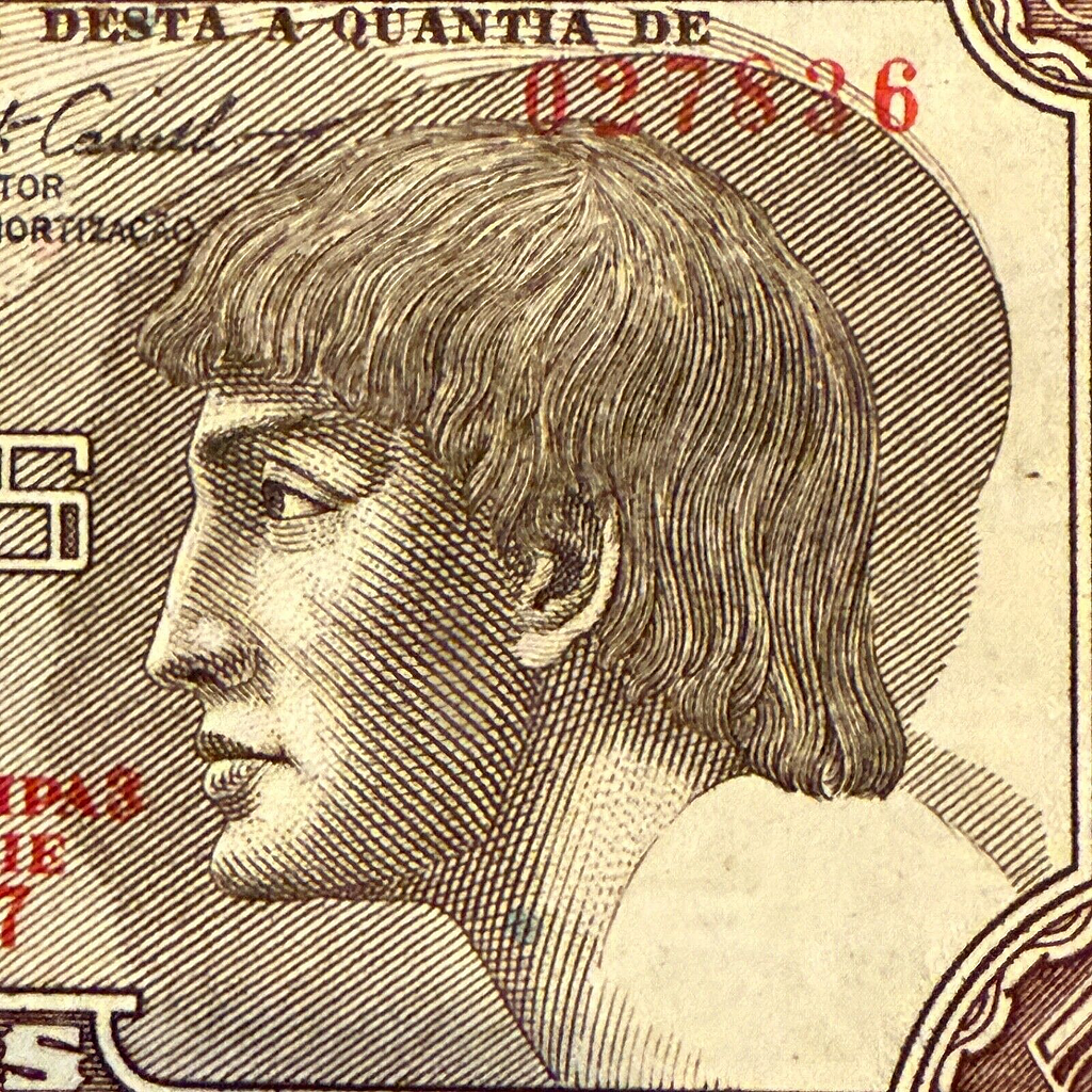 Brazil 5 cruzeiros CRISP XF/AU 1961 P-166a Indio Amazon indigenous Art Deco R51