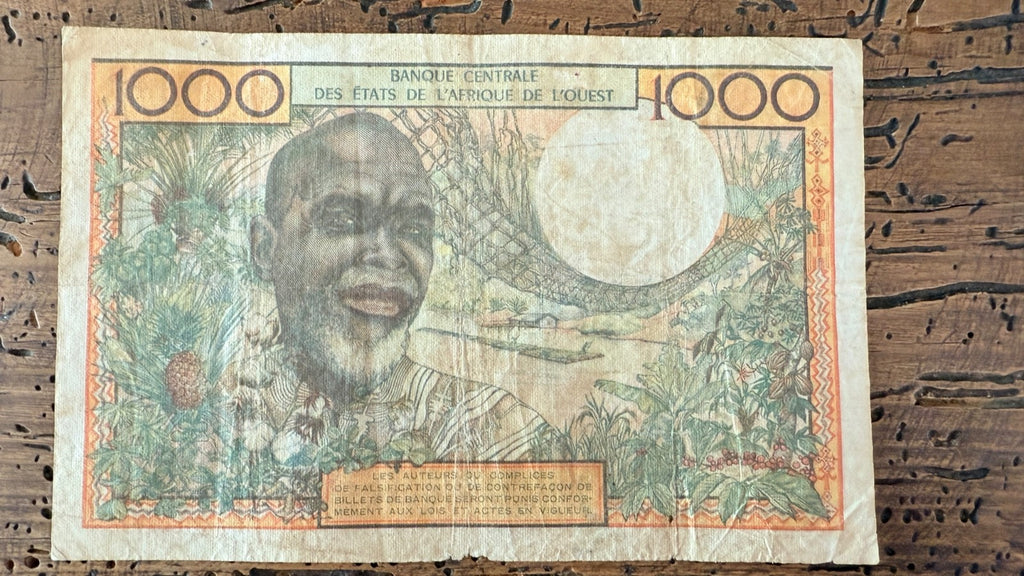 NO TARIFFS TO US West African States IVORY COAST 1000 francs P-103Ad ser# 157881