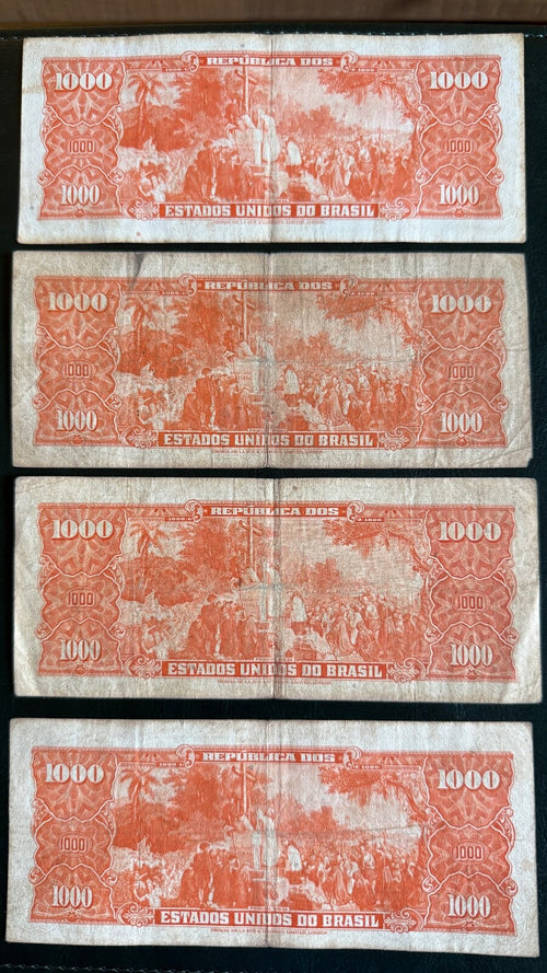 Brazil 1000 cruzeiros P-165 1960 & P-181 1963. Choose one. C105–6 \p/mbc201