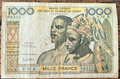 NO TARIFFS TO US West African States IVORY COAST 1000 francs P-103Af s/n 043120