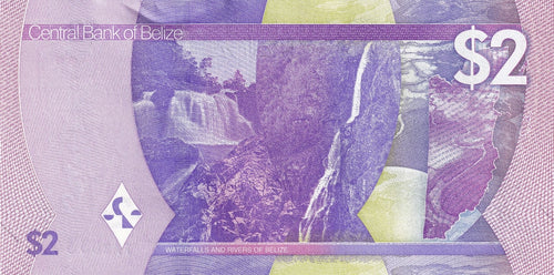 2025 BELIZE WATERFALLS 2 dollars P-73 UNC near Guatemala ex British Honduras D21