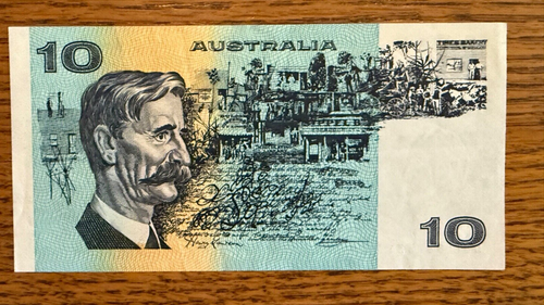 Australia 10 dollars P-45e ND 1984–1989 UNC Johnston/Fraser signatures1