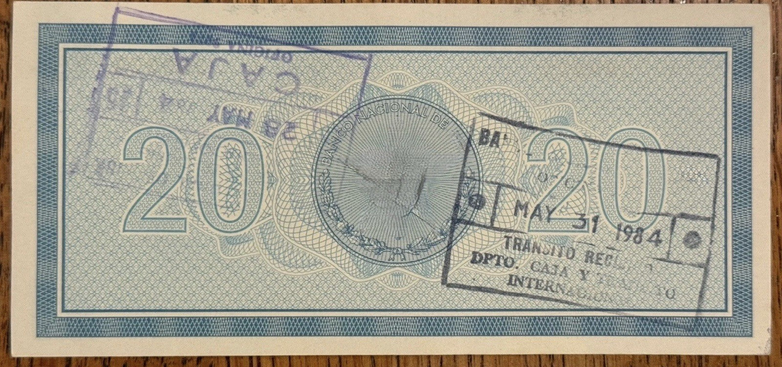 Caribbean denomination 20 used travelers check / travellers cheque1