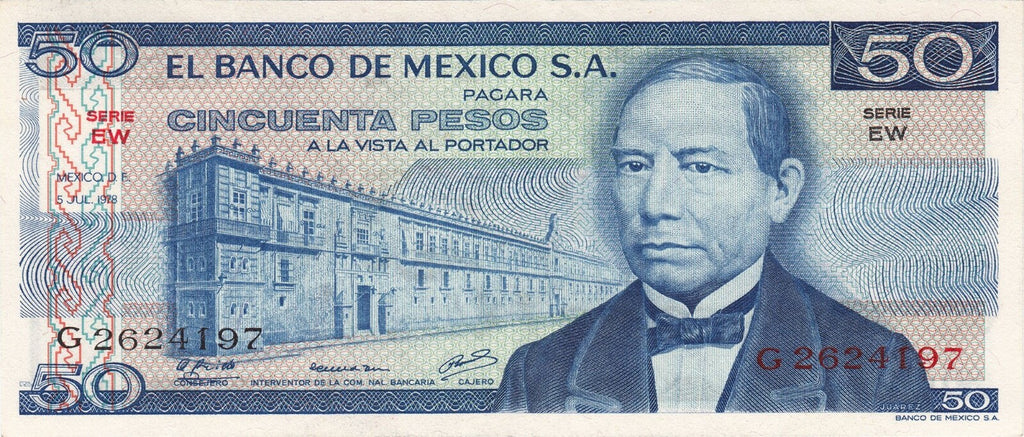 Mexico 50 Pesos XF or better (some are AU/UNC) 1972–1977 (P-64a-d) B0700