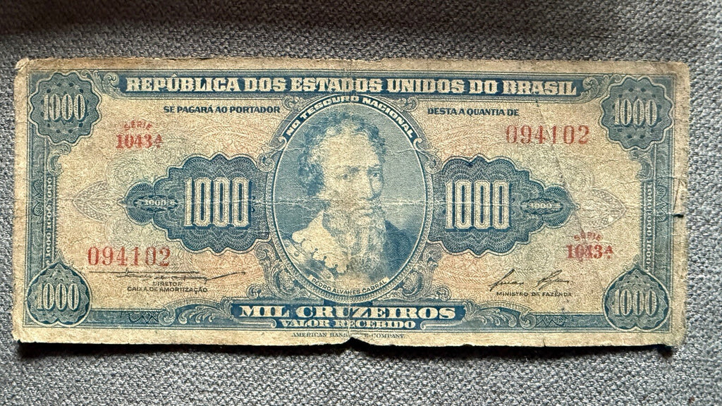Brazil 1000 Cruzeiros P-156d C052 est. F ND 1958 item#PR15-3QRS0