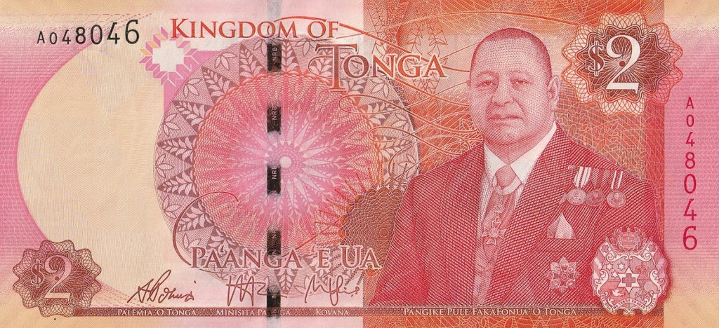 Tonga 2 Pa'anga 2015 P-44 UNC Front: King Tupou VI. Back: Whale. Q03110