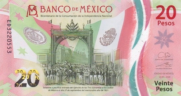 Mexico AXOLOTL / AJOLOTE & BICENTENNIAL SET 20 pesos 50 pesos UNC P-132 P-1331