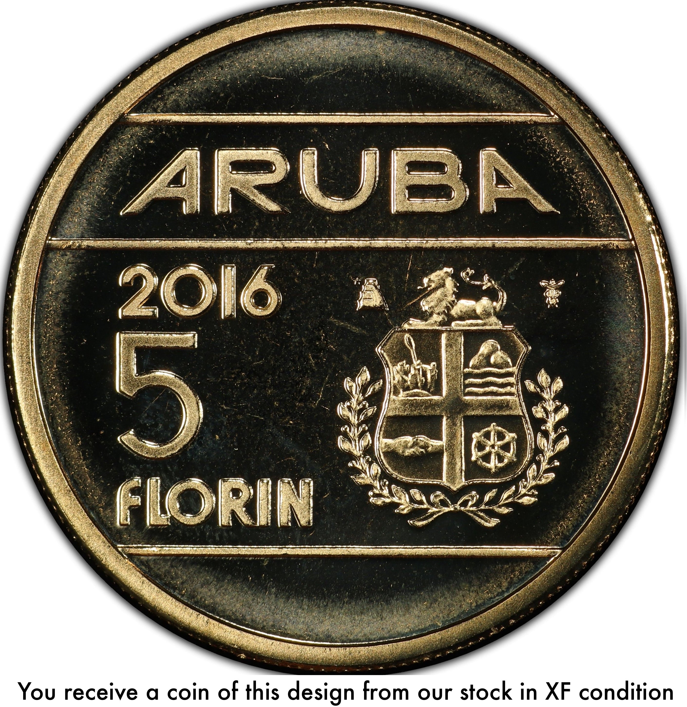 Aruba KM#58 5 Florins 2014-2024 XF Extra Fine