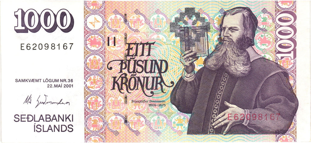 Iceland P-59(6) 1000 Kronur 2001 (2009) UNC sig. MG—Cathedral