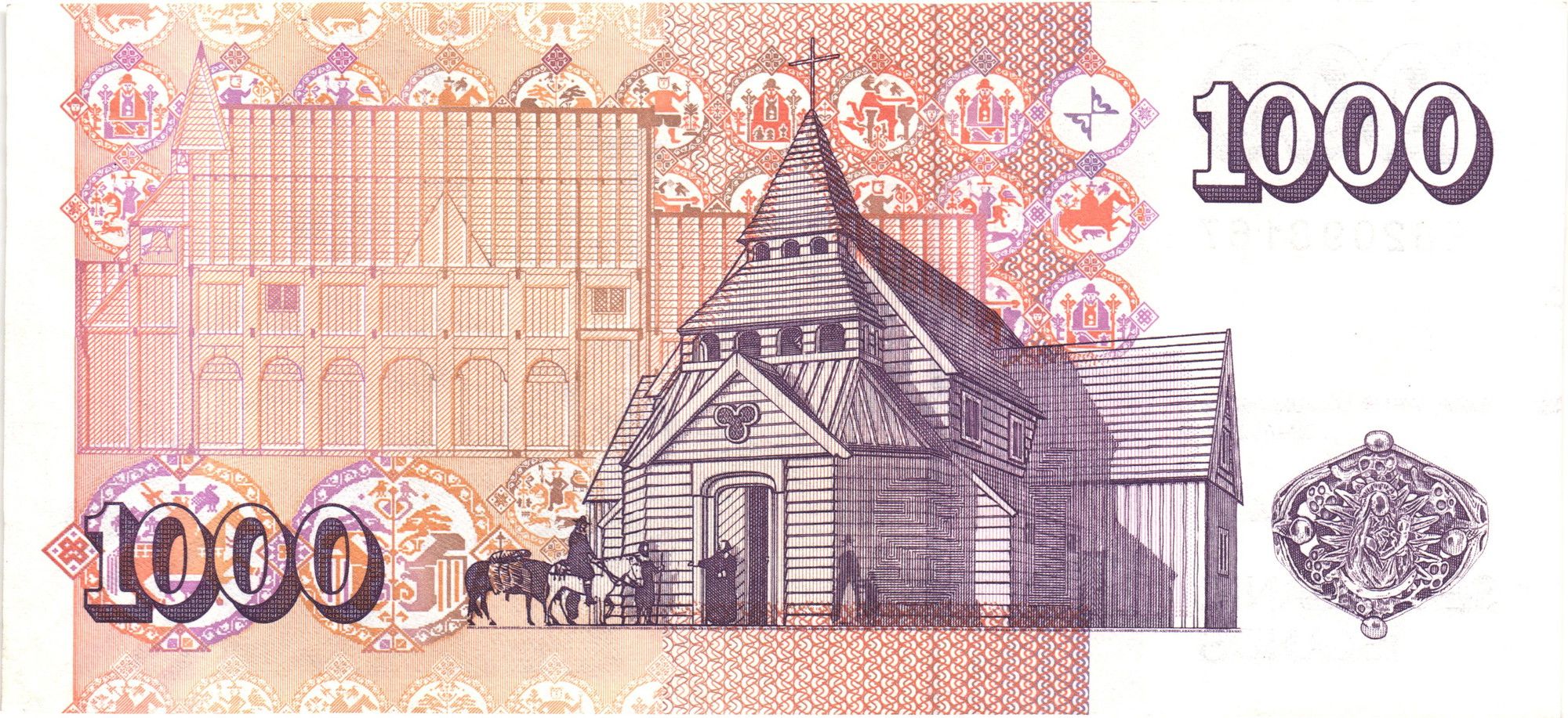 Iceland P-59(6) 1000 Kronur 2001 (2009) UNC sig. MG—Cathedral
