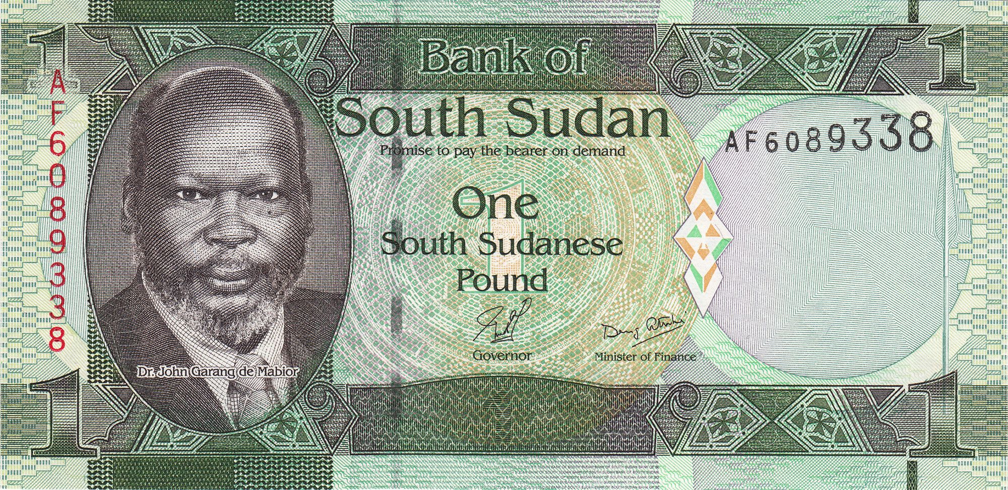 South Sudan P-5 1 Pound 2011 UNC Giraffes