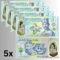 | 5 pcs lot 5x Brunei P-41 (W41) 1 Dollar 2024 UNC Polymer—Blue—Sultan—Flower—Cityscape