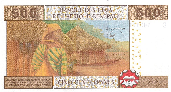 Central African States P100bsc P606Ce 500 Francs 2002 2017 Chad Tolli/Angue