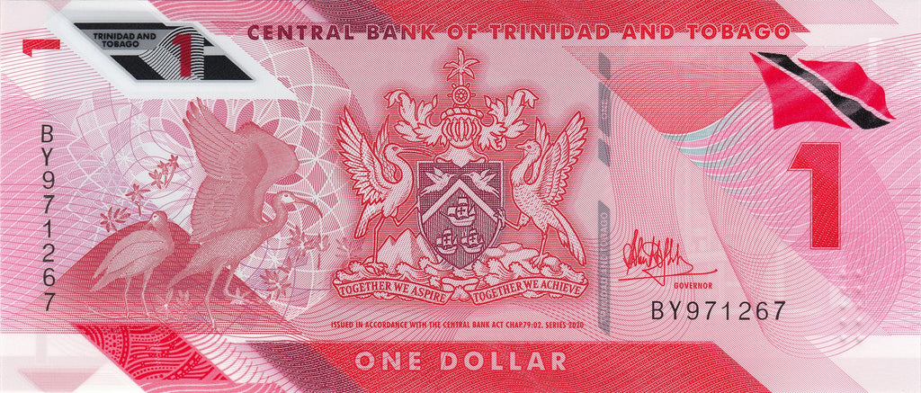 Trinidad and Tobago P-60 1 dollar UNC ｜Polymer｜Scarlet Ibis Bird